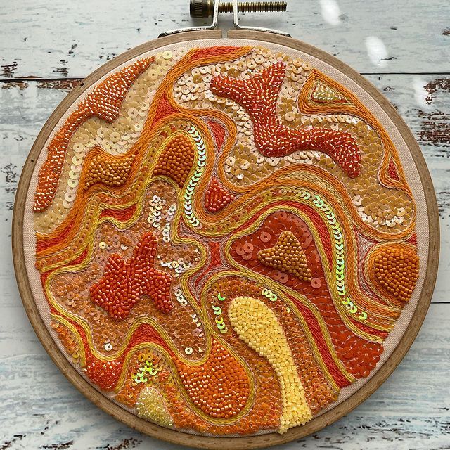 Beadwork embroidery sample 4 - handcrafted Indian artisan work