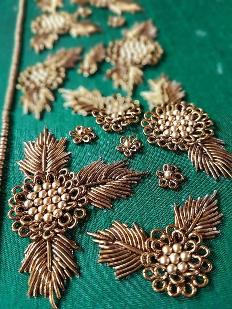 Dabka Work embroidery sample 4 - handcrafted Indian artisan work