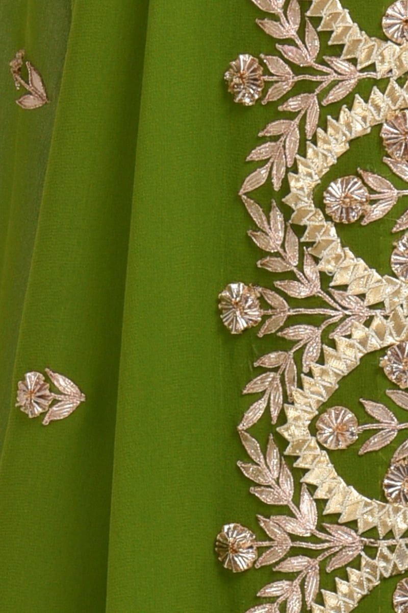 Gota Cuff Detail - handcrafted Indian embroidery by KarigariHub artisan
