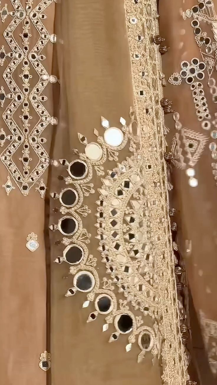 Mirror Gold Detail - handcrafted Indian embroidery by KarigariHub artisan