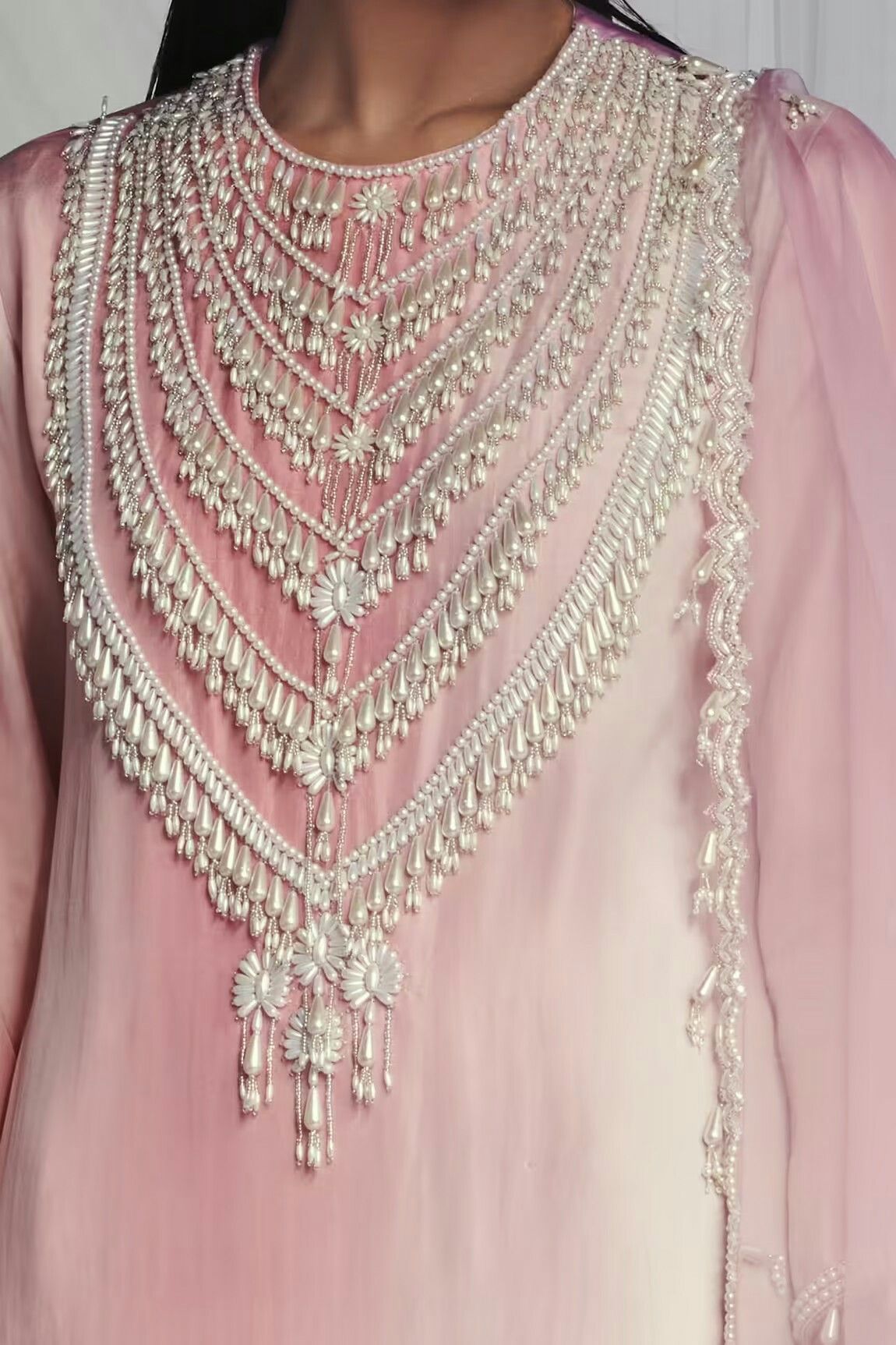 Pearl Work hand embroidery service India - custom bridal and designer work by KarigariHub artisan
