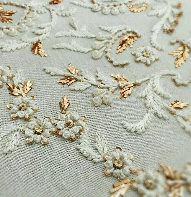 Professional hand embroidery Zardozi work on silk fabric by Indian artisan - KarigariHub